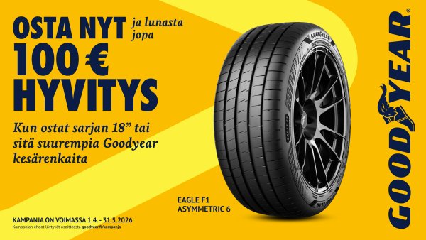 Goodyear – osta nyt ja lunasta jopa 100 € hyvitys